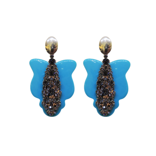 Brinco azul e strass