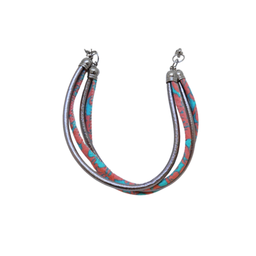 Choker couro prata e estampa