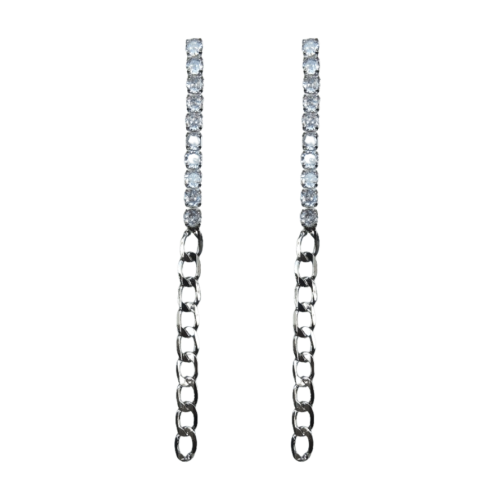 Brinco Glamour - zircônia branca e corrente