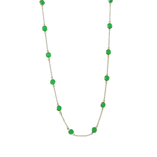 Colar Festa - zircônia verde e banho de ouro