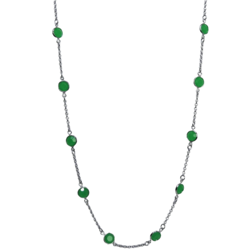 Colar Festa - zircônia verde e banho de prata