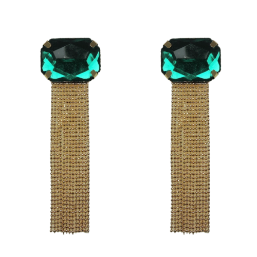 Brinco Celebrar - resina verde e banho de ouro