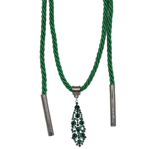 Colar Relíquia - verde no banho de prata