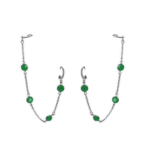 Brinco Festa - zircônia verde e banho de prata