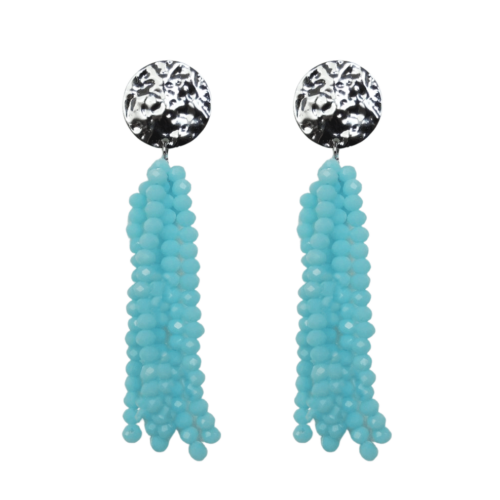 Brinco Albufeira - banho de prata e cristal azul