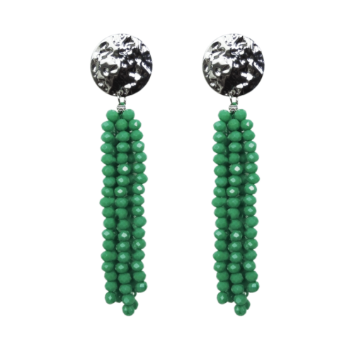 Brinco Albufeira - banho de prata e cristal verde