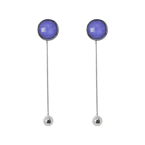 Brinco Luz - pedra lilás e banho de prata