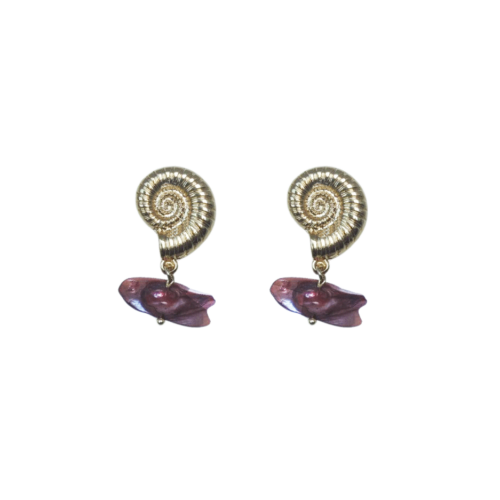 Brinco Nassau - madrepérola rosa e banho de ouro