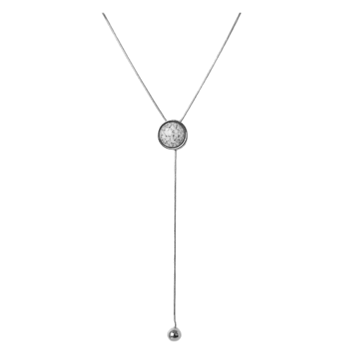 Colar Equilíbrio - gravatinha resina branca e banho de prata