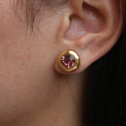 Ponto de Luz - cristal bordô e banho de ouro