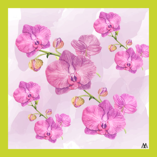 Lenço Florescer - estampa de orquídeas