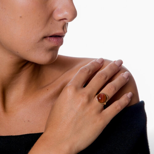 ANEL CLÁSSICO ÁGATA DE FOGO