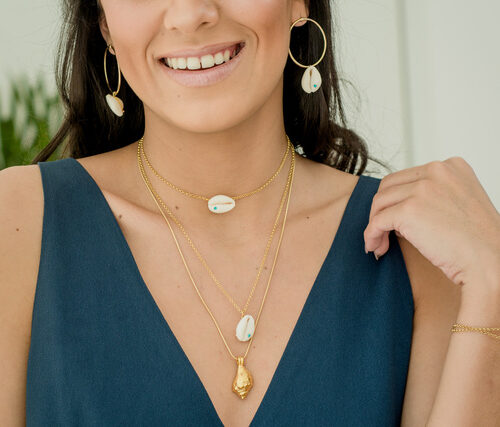 CHOKER OURO BUZIO STRASS BLUE ZIRCON