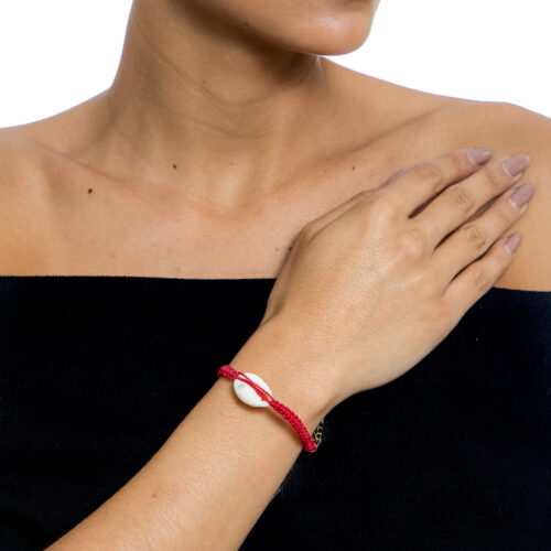 PULSEIRA VERMELHA MACRAME BUZIOS STRASS CRYSTAL