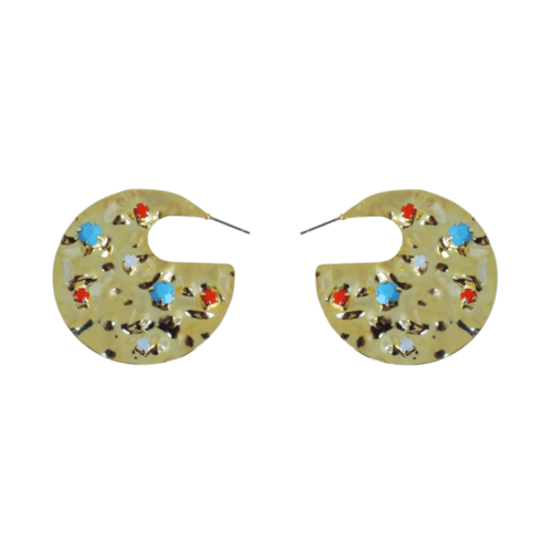 Argola Vitral - cristais e banho de ouro