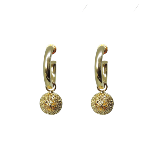 Argola Gaudí - pingente redondo  no banho de ouro