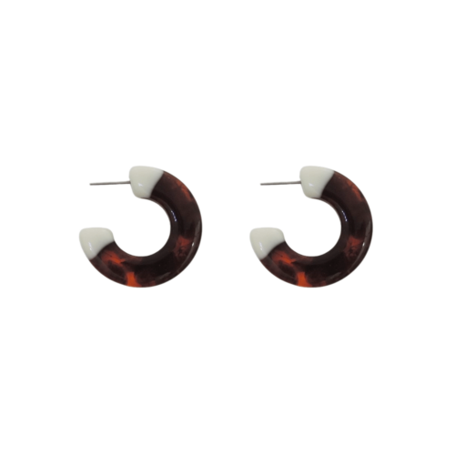 Argola Serena - resina tartaruga e branca