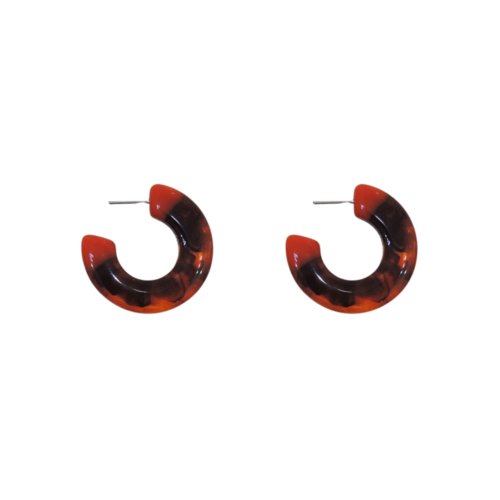 Argola Sucesso - resina tartaruga e laranja