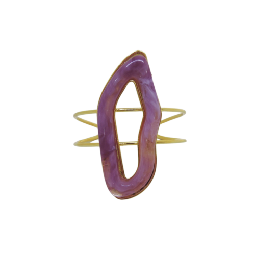 Bracelete orgânico - resina roxa e banho de ouro