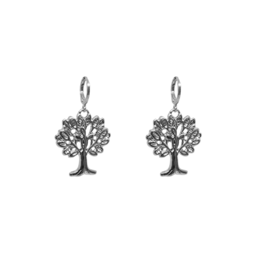 Brinco Vida - árvore no banho de prata