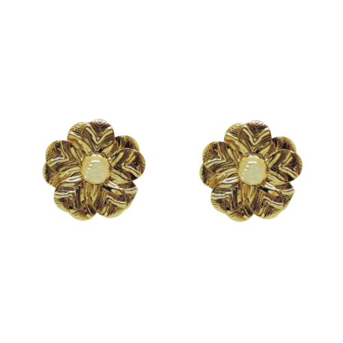 Brinco Reinventar - flor no banho de ouro