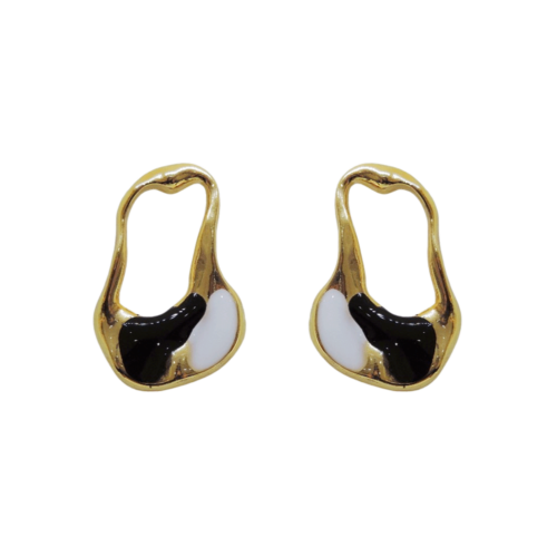 Brinco Mulher - orgânico p&b no banho de ouro