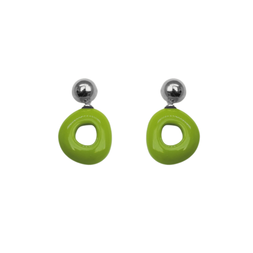 Brinco Alegria - resina verde e banho de prata