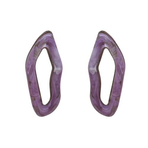 Brinco adorno - resina roxa e banho de prata