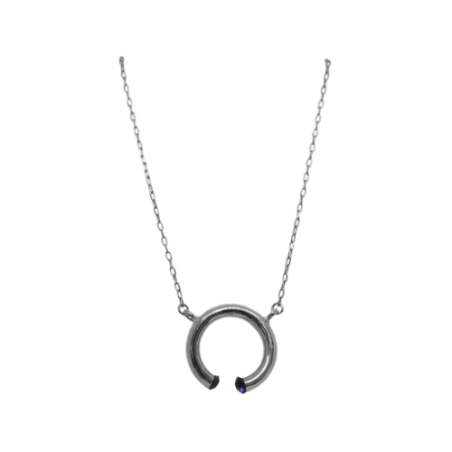 Colar Lucineia - cristal azul e banho de prata