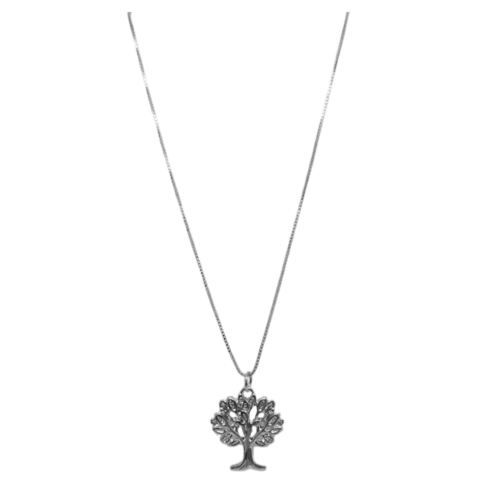 Colar Vida - pingente árvore no banho de prata