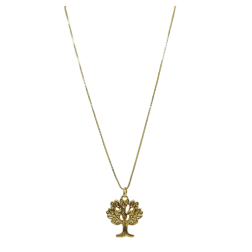 Colar Vida - pingente árvore no banho de ouro