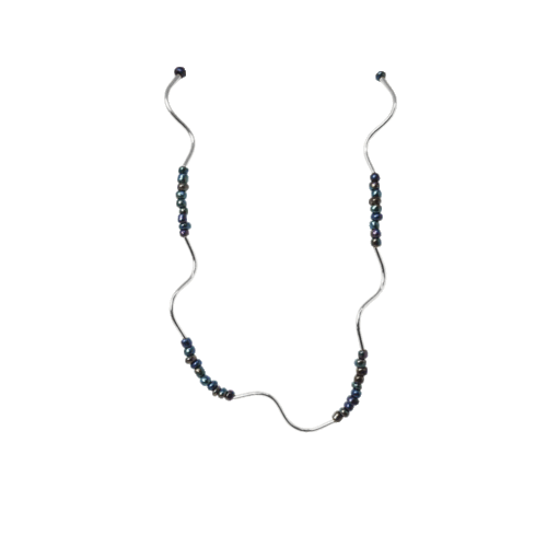 Colar Paula - miçanga irisada e banho de prata