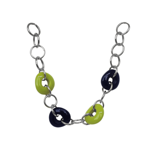 Colar Alegria - resina azul e verde no banho de prata