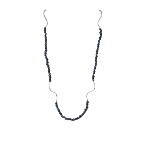 Colar Paula Longo - miçanga irisada e banho de prata