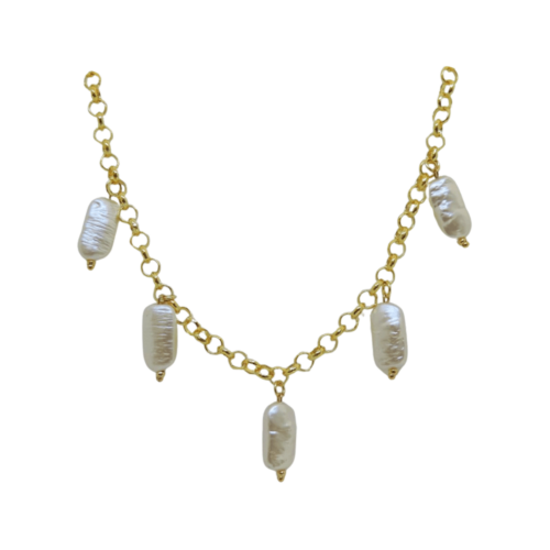 Colar Terezinha - pérolas no banho de ouro