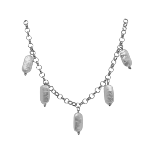 Colar Maria - pérolas no banho de prata