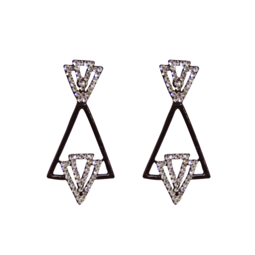 BRINCO STRASS TRIÂNGULO PRETO