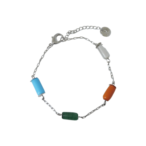 Pulseira Vitral - murano colorido e banho de prata