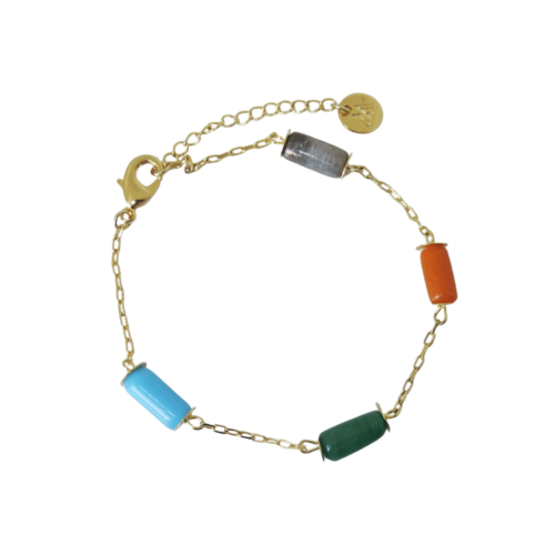 Pulseira Vitral - murano colorido e banho de ouro