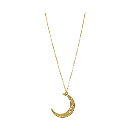 Colar Mulher - lua no banho de ouro