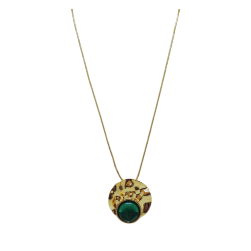 Colar Luz - resina verde e banho de ouro