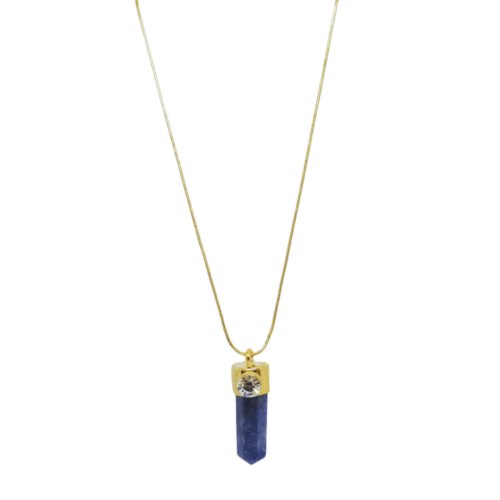 Colar Luz - Quartzo Azul e banho de ouro