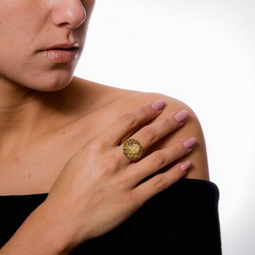 ANEL REGULAVEL OURO PEDRA RUTILO