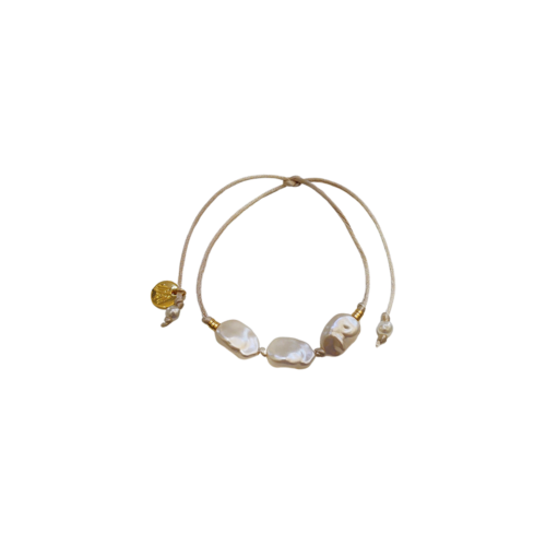 Pulseira Horizonte - fio off white e pérolas