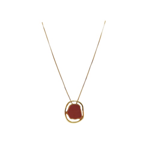 Colar Vera - resina caramelo e banho de ouro