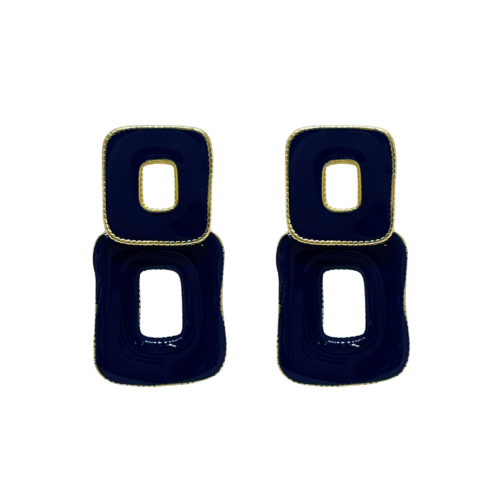 Brinco Mulher - azul marinho e banho de ouro