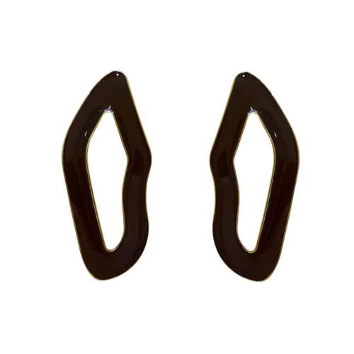 Brinco Avelã - marrom e banho de ouro