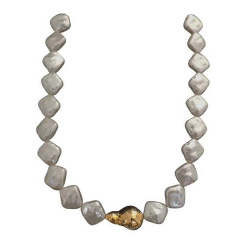 Colar Ocean - pérola no banho de ouro