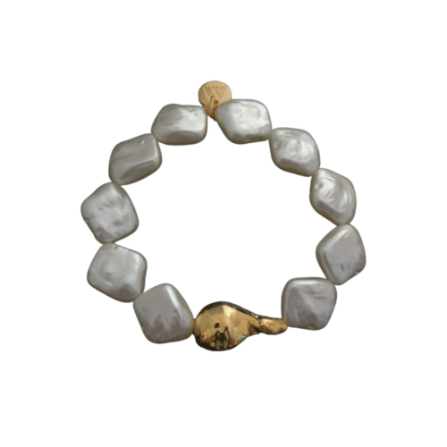 Pulseira Ocean - pérola no banho de ouro