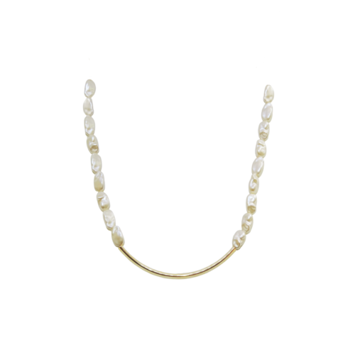 Colar Sentir - pérolas e banho de ouro